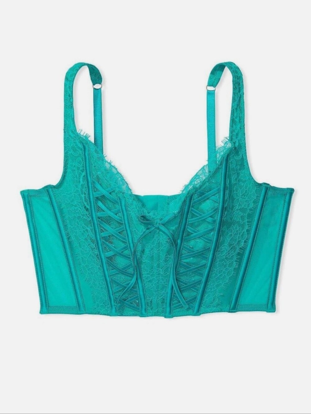 Victoria's Secret Dream Angels Sea Green Unlined Lace Corset Bra Top/ Small